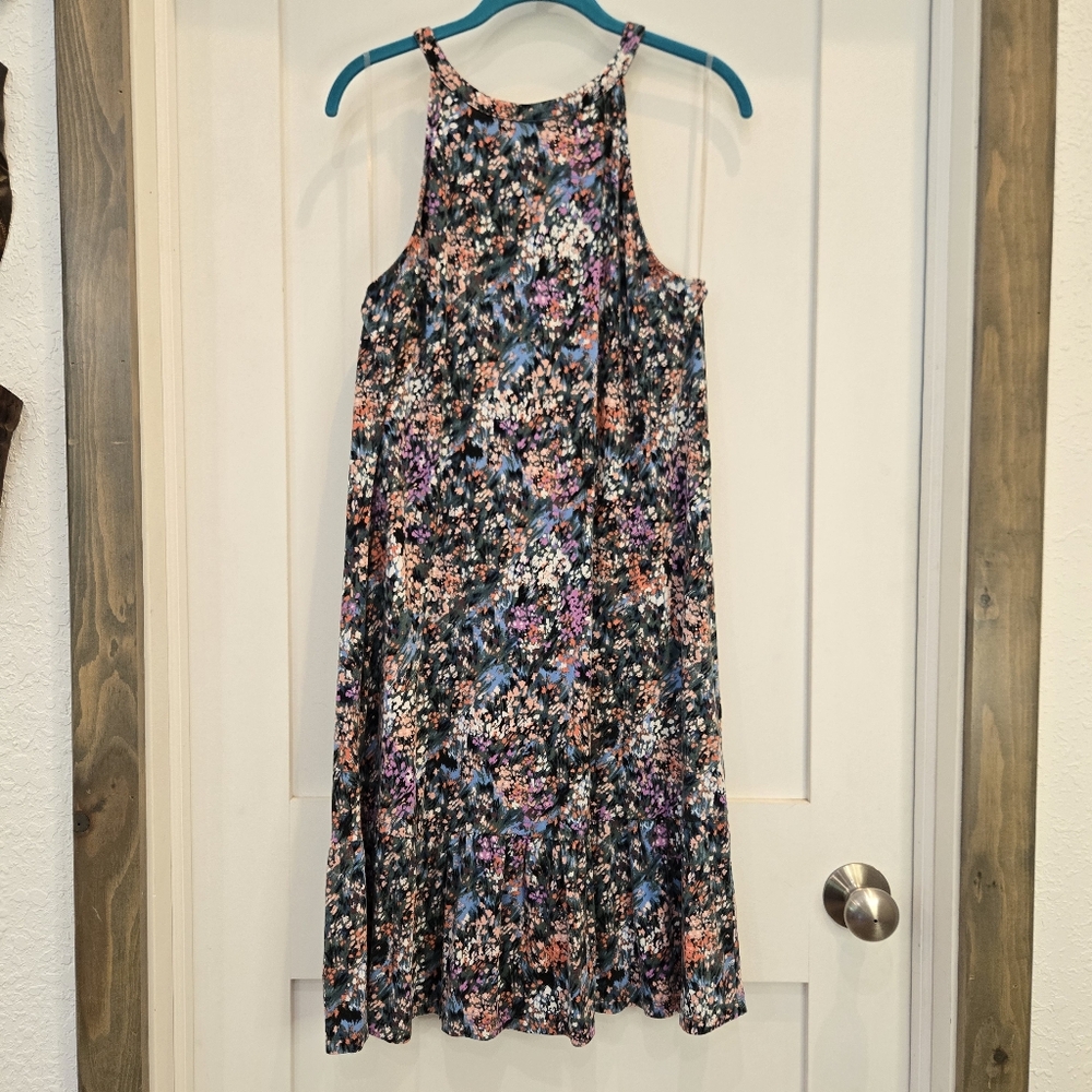 Time & Tru Floral Sleeveless Halter Dress - Picture 3 of 7